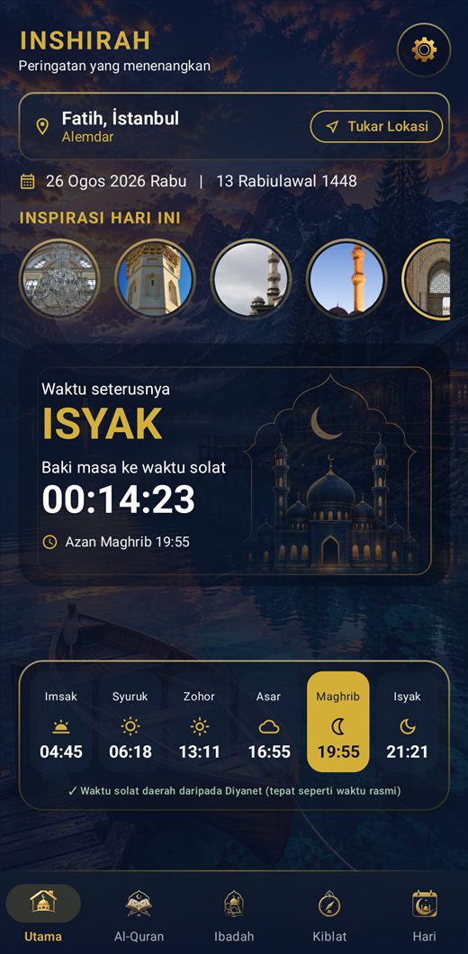 Waktu Solat & Azan — Inshirah — Waktu Solat — Di Seluruh Dunia